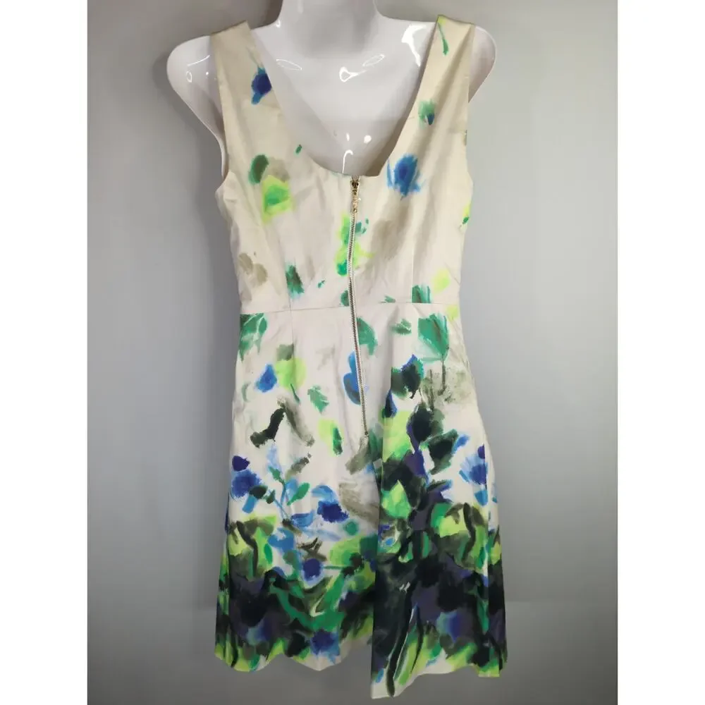 Kate Spade New York Jillian Natural Clotted Cream Watercolor Dress Womens size 2